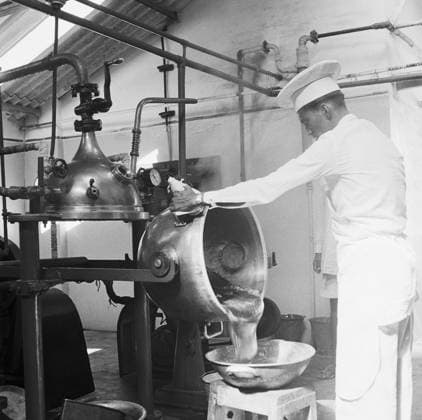 Year 1955 ; people working in sugar factory ; processing on sugarcanes ; Mandya ; Mandya district ; Karnataka ; India Copyright: xTxSatyan DinodiaxPhotox