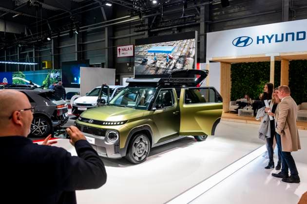 Cars Hyundai Inster Cross presentation during the start of 6th e-Salon, clean mobility trade fair in Prazsky veletrzni areal exhibition grounds in Prague, Czech Republic, November 7, 2024. (CTKxPhoto OndrejxDeml) CTKPhotoP2024110705677  CTKPhotoP2024110705677