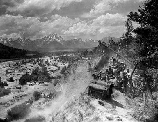 December 13, 2023, USA: Caravan on Oregon Trail scene, on-set of the western film, The Big Trail , Fox Film Corporation, 1930 USA - ZUMAg145 20231213_zap_g145_025 Copyright: xJTxVintagex