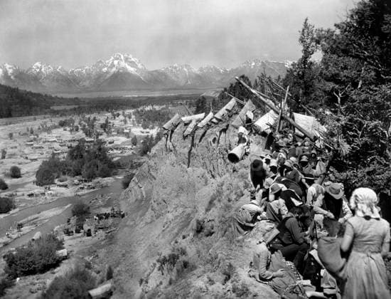 December 13, 2023, USA: Caravan on Oregon Trail scene, on-set of the western film, The Big Trail , Fox Film Corporation, 1930 USA - ZUMAg145 20231213_zap_g145_026 Copyright: xJTxVintagex
