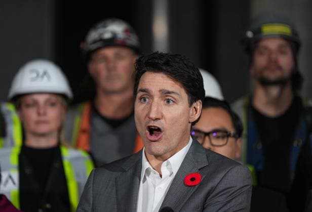 November 8, 2024, Vancouver, Bc, CANADA: Prime Minister Justin Trudeau responds to questions during a housing announcement at a social housing high-rise tower under construction, in Vancouver, on Friday, November 8, 2024. Vancouver CANADA  - ZUMAc35_ 20241108_zaf_c35_040 Copyright: xDarrylxDyckx