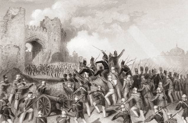 Assault of Delhi, Capture of the Cashmere Gate, India, Asia, 1857 Copyright: xKenxGraham DinodiaxPhotox
