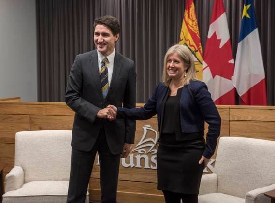 News Bilder des Tages November 12, 2024, Fredericton, New Brunswick, Canada: Prime Minister Justin Trudeau meets with New Brunswick Premier Susan Holt in Fredericton, Tuesday, Nov. 12, 2024. Fredericton Canada  - ZUMAc35_ 20241112_zaf_c35_064 Copyright: xStephenxMacgillivrayx