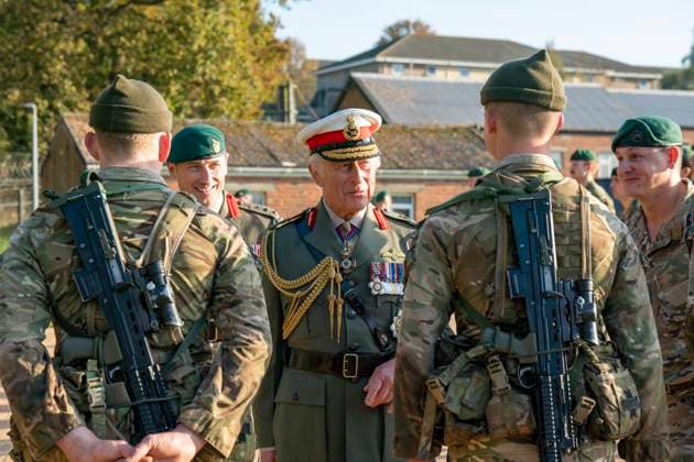 Entertainment Themen der Woche KW46 Entertainment Bilder des Tages King Charles III, as Captain General Royal Marines, visits the Commando Training Centre Royal Marines King Charles III, as Captain General Royal Marines, visits the Commando Training Centre Royal Marines (CTCRM) at Lympstone, United Kingdom, 15 November 2024., Credit:Arthur Edwards Avalon  Copyright: xArthurxEdwardsx xAvalonx 0934821553