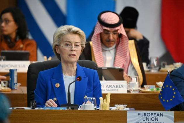News Themen der Woche KW47 News Bilder des Tages European Union president Ursula Gertrud von der Leyen during the 2nd Session of the G20 Leaders Meeting: Reform of Global Governance Institutions at the Museum of Modern Art on November 18, 2024, in Rio de Janeiro, Brazil.  WAX2024111804 G20