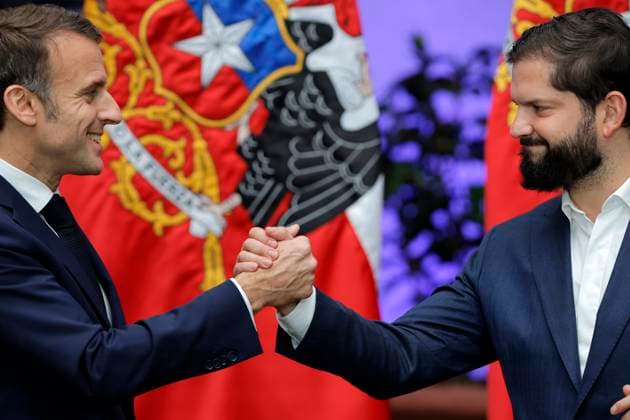 News Themen der Woche KW47 News Bilder des Tages Santiago November 20, 2024 The President of the Republic of Chile Gabriel Boric and his French counterpart, Emmanuel Macron make a joint statement at the Palacio de La Moneda during the Official Visit to our country Javier Torres Aton Chile, Santiago Chile Aton 960812  Copyright: JAVIERxTORRES ATONxCHILE