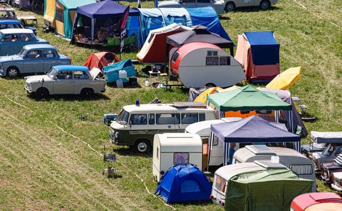 Trabi meeting Hüntwangen, Switzerland, 24th Aug 2024: The participants of the Trabi meeting in Switzerland are camping on a meadow not far from the venue. (Photo by Andreas Haas dieBildmanufaktur) *** Trabi meeting Hüntwangen, Switzerland, 24th Aug 2024 The participants of the Trabi meeting in Switzerland are camping on a meadow not far from the venue Photo by Andreas Haas dieBildmanufaktur
