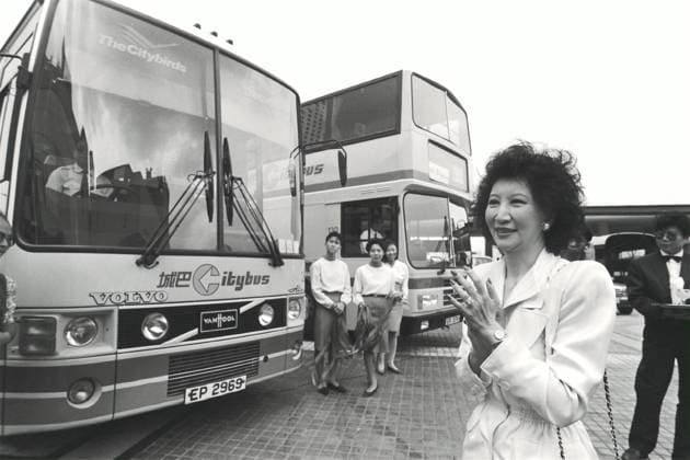 Baroness Lydia Dunn at a launching ceremony of new Volvo coaches of Citybus. EDITORIAL USE ONLY  Copyright: xx MER2016052214544010 PostxStaffxPhotographerx scmpphotos395286