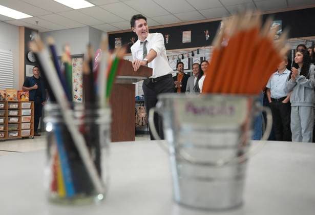 November 22, 2024, Brampton, On, CANADA: Prime Minister Justin Trudeau speaks to the media after helping pack lunches as part of the school food program as he visits Aylesbury Public School in Brampton, Ont., on Friday, November 22, 2024. Brampton CANADA  - ZUMAc35_ 20241122_zaf_c35_029 Copyright: xNathanxDenettex