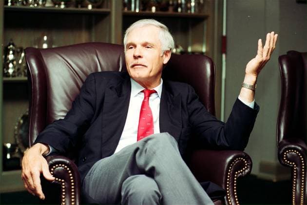 The global view...Mr Ted Turner, the head of global broadcaster CNN, is being interviewed in his office at the CNN Centre in Atlanta, Georgia. EDITORIAL USE ONLY  Copyright: xx MER2016052304492060 PostxStaffxPhotographerx scmpphotos422599