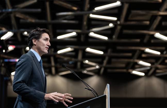 November 25, 2024, Montreal, Pq, CANADA: Prime Minister Justin Trudeau delivers remarks at the 70th Annual Session of the NATO Parliamentary Assembly in Montreal, Monday, Nov. 25, 2024. Montreal CANADA  - ZUMAc35_ 20241125_zaf_c35_036 Copyright: xChristinnexMuschix