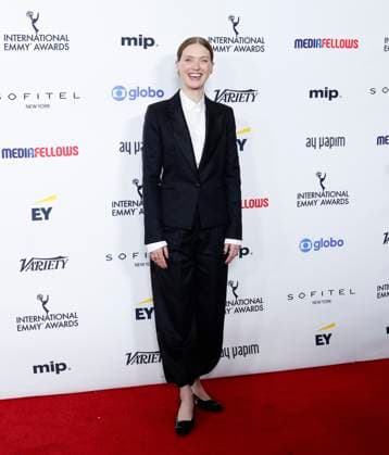 Fleur Geffrier arrives on the red carpet at the 52nd International Emmy Awards at New York Hilton Midtown in New York City on Monday, November 25, 2024.  NYP20241125145 JohnxAngelillo