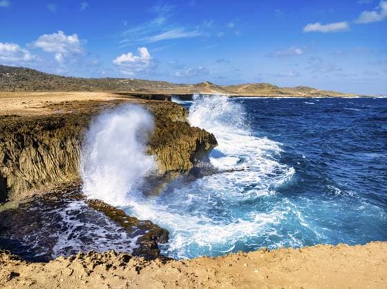 Ein Blick auf die steinige Küste Arubas und das Karibische Meer A view of Aruba s stony coast and the Caribbean Sea Copyright: imageBROKER AndreasxVölkel ibxiqx11778454.jpg