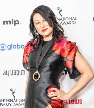 November 25, 2024, New York, New York, USA: Kristina Wong Foster wearing dress by Erdem attend International Emmy Awards at Hilton Times Square Hotel in New York on November 25, 2024 New York USA - ZUMAr339 20241125_znp_r339_064 Copyright: xLevxRadinx