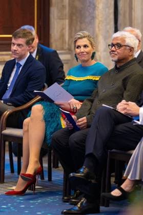 Amsterdam, The Netherlands, 2024-11-26 15:59:15 AMSTERDAM, 26-11-2024, Royal Palace AmsterdamKing Willem Alexander presents the Erasmus Prize to Indian writer Amitav Ghosh (Kolkata, 1956) at the Royal Palace Amsterdam. The King is a patron of the Praemium Erasmianum foundation. PHOTO: NLBeeld Patrick van Emst Credit: NL Beeld Patrick van Emst  Copyright: xx x