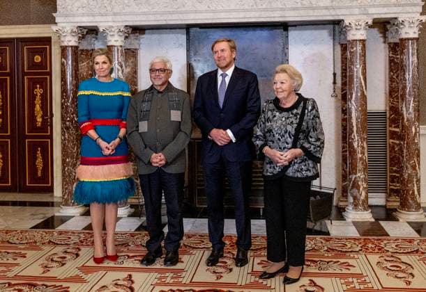 26-11-2024 Amsterdam King Willem-Alexander, with Queen Maxima and Princess Beatrix and Princess Irene, attend the award ceremony of the Erasmus Prize of 150.000 euro to Indian writer Amitav Ghosh (Kolkata, 1956) at the Royal palace in Amsterdam. Â  Copyright: xPPEx