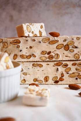 Almond Nougat Traditional Holiday Sweets. Almond Nougat Traditional Holiday Sweets. Copyright: xMilleflorexImagesx MIL220824-6