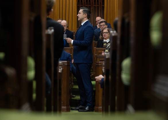 November 27, 2024, Ottawa, On, Canada: Conservative leader Pierre Poilievre rises to question the government during Question Period, Wednesday, Nov. 27, 2024 in Ottawa. Ottawa Canada  - ZUMAc35_ 20241127_zaf_c35_054 Copyright: xAdrianxWyldx