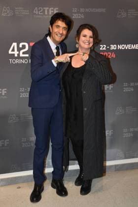 Turin: Turin: 42nd Turin Film Festival. Cinema Massimo. Red Carpet for the award La stella della Mole to Julia Ormond. In the photo: Giulio Base, Julia Ormond Turin  - ZUMAp169 20241127_zea_p169_539 Copyright: xMaurizioxD Avanzox