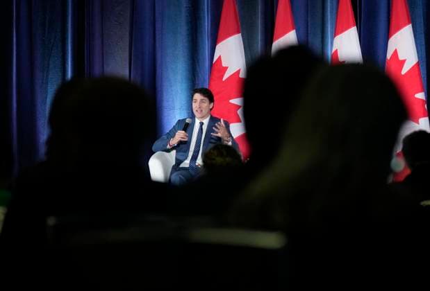 November 28, 2024, Ottawa, On, Canada: Prime Minister Justin Trudeau participates in an arm chair discussion at the Sustainable Finance conference, in Ottawa, Thursday Nov. 28, 2024. Ottawa Canada  - ZUMAc35_ 20241128_zaf_c35_006 Copyright: xAdrianxWyldx