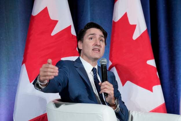 November 28, 2024, Ottawa, On, Canada: Prime Minister Justin Trudeau participates in an arm chair discussion at the Sustainable Finance conference, in Ottawa, Thursday Nov. 28, 2024. Ottawa Canada  - ZUMAc35_ 20241128_zaf_c35_003 Copyright: xAdrianxWyldx