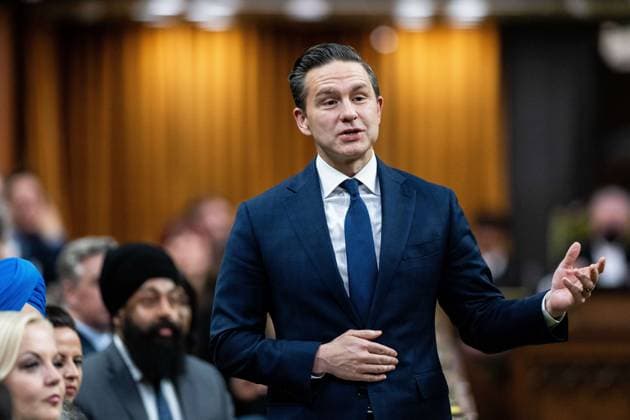 November 28, 2024, Ottawa, On, Canada: Conservative Leader Pierre Poilievre rises during Question Period in the House of Commons on Parliament Hill in Ottawa, on Thursday, Nov. 28, 2024. Ottawa Canada  - ZUMAc35_ 20241128_zaf_c35_066 Copyright: xSpencerxColbyx