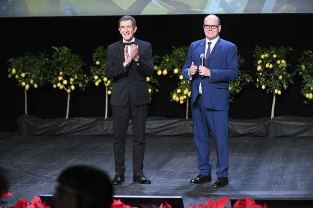 Montecarlo, 21st Montecarlo Film Festival -Award Ceremony Montecarlo, 21st Montecarlo Film Festival - Award Ceremony In the photo: Albert II of Monaco, Ezio Greggio Monte Carlo  Copyright: xIPA ABACAx