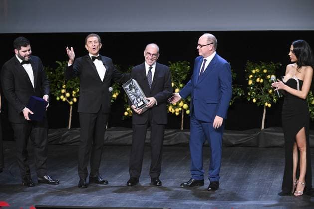 Montecarlo, 21st Montecarlo Film Festival -Award Ceremony Montecarlo, 21st Montecarlo Film Festival - Award Ceremony In the photo: Albert II of Monaco, Ezio Greggio, Giuseppe Tornatore Monte Carlo  Copyright: xIPA ABACAx