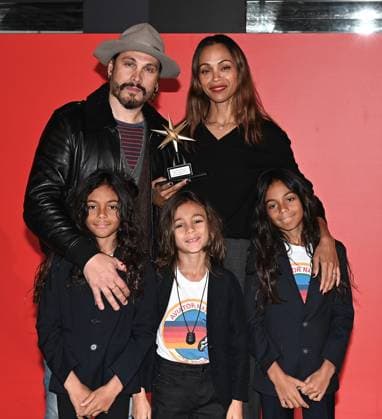 Turin, Italy Zoe Saldana receives the Stella della Mole Award at the National Museum of Cinema In the photo:Zoe Saldana Stella della Mole Award, Marco Perego husband and children  Copyright: xNickxZonnax xipa-agency.netx xNickxZonnax IPA_Agency_IPA52044576