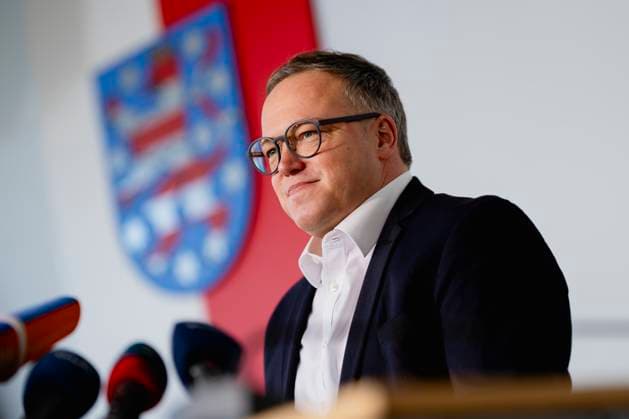 Bilder des Jahres 2024, News 12 Dezember News Themen der Woche KW49 News Bilder des Tages LANDESPRESSEKONFERENZ THÜRINGEN 04 12 2024 - Erfurt: Der Vorsitzende der Thüringer CDU-Landtagsfraktion, Mario Voigt (CDU), in der Landespressekonferenz im Thüringer Landtag am 4. Dezember 2024. _________________ *** STATE PRESS CONFERENCE THURINGIA 04 12 2024 Erfurt The Chairman of the Thuringian CDU state parliamentary group, Mario Voigt CDU , at the state press conference in the Thuringian state parliament on December 4, 2024