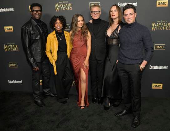December 5, 2024, Hollywood, California, USA: (L-R) Tongayi Chirisa, Charlayne Woodard, Alyssa Jirrels, Harry Hamlin, Jen Richards and Ben Feldman attends AMC s Anne Rice s Mayfair Witches Season 2 Red Carpet. Hollywood USA - ZUMAb173 20241205_aap_b173_174 Copyright: xBillyxBennightx