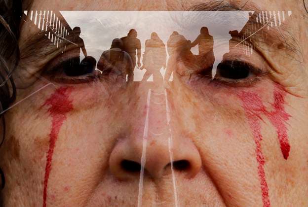 Palestinian Activists And Supporters Demonstrate Against The Genocide In Gaza At The Zocalo In Mexico City A double exposure captures a woman sympathetic to Palestine, who demonstrates against the genocide in Gaza in the Zocalo of Mexico City, Mexico, on December 6, 2024, to demand the end of the bombings that the Israeli army carries out for a year in the Palestinian territories in the Gaza Strip after the attack by the Hamas group, where more than 40,000 people have died and a large number of people have been injured, which is considered an act of crimes against humanity, genocide, and ethnic extinction. Mexico City Mexico City Mexico Copyright: xGerardoxVieyrax originalFilename: vieyra-notitle241206_npQ00.jpg
