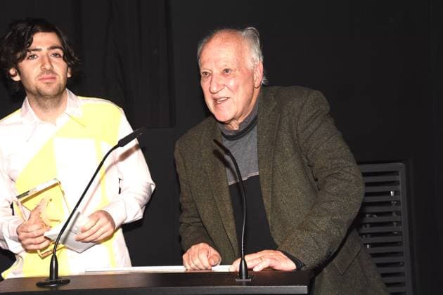Harley Chamandy Regisseur Werner Herzog Filmpreis 2024 Preistraeger Werner Herzog Regisseur Laudator Muenchen 06.12.2024 Filmmuseum Jakobsplatz Werner Herzog Filmpreis 2024 Verleihung an Harley Chamandy Kanadischer Regisseur fuer den Film ALLEN SUNSHINE¨ ¨¨¨¨¨ Muenchen
