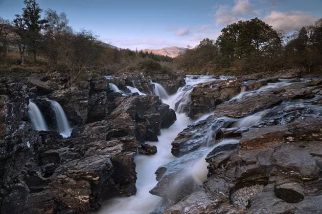 Creative Highlights World Eas Urchaidh, waterfall in Orchy River, Scotland Glencoe, Scotland, United Kingdom R_UTCI241209E9-1598902-01