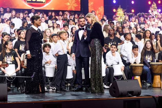 Leusden, The Netherlands, 2024-12-12 13:08:03 LEUSDEN, 12-12-2024, AFAS Theater Recordings of the Christmas Music Gala 2024. Young musical creatives join forces with famous artists. Special guest is the honorary chair of the More Music in the Classroom foundation: Queen Maxima PHOTO: NLBeeld Patrick van Emst Credit: NL Beeld Patrick van Emst  Copyright: xx x