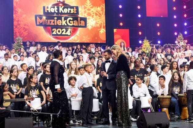 Leusden, The Netherlands, 2024-12-12 13:08:06 LEUSDEN, 12-12-2024, AFAS Theater Recordings of the Christmas Music Gala 2024. Young musical creatives join forces with famous artists. Special guest is the honorary chair of the More Music in the Classroom foundation: Queen Maxima PHOTO: NLBeeld Patrick van Emst Credit: NL Beeld Patrick van Emst  Copyright: xx x
