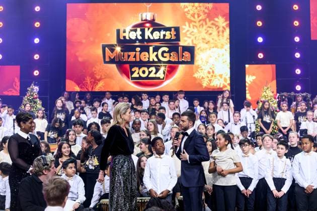 Leusden, The Netherlands, 2024-12-12 13:09:32 LEUSDEN, 12-12-2024, AFAS Theater Recordings of the Christmas Music Gala 2024. Young musical creatives join forces with famous artists. Special guest is the honorary chair of the More Music in the Classroom foundation: Queen Maxima PHOTO: NLBeeld Patrick van Emst Credit: NL Beeld Patrick van Emst  Copyright: xx x