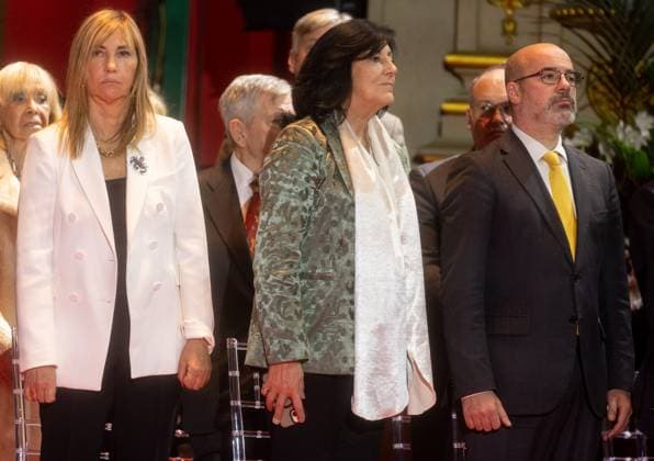 The President of the European Parliament, Roberta Metsola, receives the Forum Europe 2024 Award I D The President of the General Council of the Judiciary, Isabel Perelló, the Director of the National Intelligence Center CNI, Esperanza Casteleiro and the Government Delegate in the Community of Madrid, Francisco Martín, during the ceremony in which the President of the European Parliament receives the Forum Europe 2024 Award, at the Teatro Real in Madrid, on December 13, 2024, in Madrid Spain Metsola has received the recognition for her political career, her contribution to the construction of Europe, her ties of friendship with Spain and her permanent vocation of service and commitment to strengthen the European Union, its traditional value Copyright: xEduardoxParrax 6404751