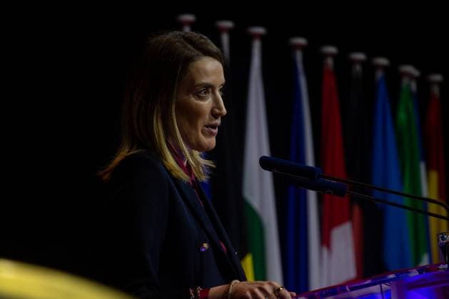 Forum Europa 2024 Award ceremony for Roberta Metsola in Madrid - 13 Dec 2024 Roberta Metsola, President of the European Parliament speaks during the Forum Europa 2024 Award ceremony. Madrid Spain Copyright: xDavidxCanalesx xSOPAxImagesx DCNEFMetzola241211-24