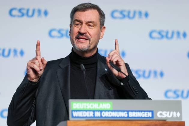 News Themen der Woche KW50 News Bilder des Tages Aufstellung der CSU-Landesliste zur Bundestagswahl am 14.12.2024 in der BMW Welt in München Markus Söder ( Ministerpräsident Bayern ) *** List of the CSU state list for the Bundestag election on 14 12 2024 at BMW Welt in Munich Markus Söder Prime Minister of Bavaria xMSx