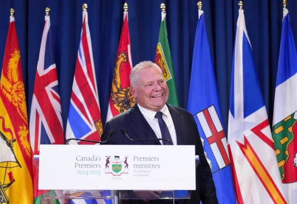 December 16, 2024, Toronto, On, CANADA: Ontario premier Doug Ford speaks to the media during the fall meetings of Canada s premiers hosted by Ontario in Toronto on Monday, December 16, 2024. Toronto CANADA  - ZUMAc35_ 20241216_zaf_c35_001 Copyright: xNathanxDenettex