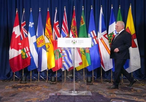 December 16, 2024, Toronto, On, CANADA: Ontario premier Doug Ford speaks to the media during the fall meetings of Canada s premiers hosted by Ontario in Toronto on Monday, December 16, 2024. Toronto CANADA  - ZUMAc35_ 20241216_zaf_c35_004 Copyright: xNathanxDenettex
