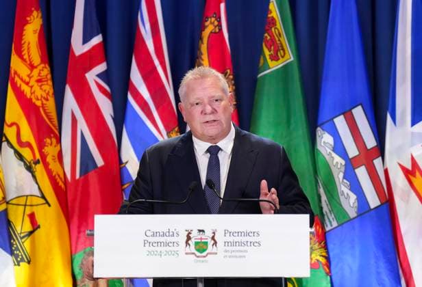 December 16, 2024, Toronto, On, CANADA: Ontario premier Doug Ford speaks to the media during the fall meetings of Canada s premiers hosted by Ontario in Toronto on Monday, December 16, 2024. Toronto CANADA  - ZUMAc35_ 20241216_zaf_c35_007 Copyright: xNathanxDenettex