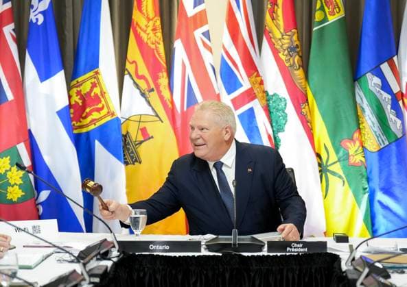 December 16, 2024, Toronto, On, CANADA: Ontario Premier Doug Ford hosts a meeting during the fall meetings of Canada s premiers hosted by Ontario in Toronto, Monday, Dec. 16, 2024. Toronto CANADA  - ZUMAc35_ 20241216_zaf_c35_016 Copyright: xNathanxDenettex