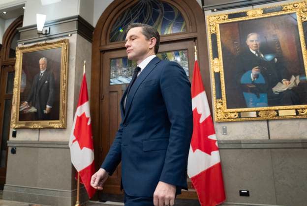 December 16, 2024, Ottawa, On, Canada: Leader of the Conservative Party Pierre Poilievre makes his way to speak with reporters in the Foyer of the House of Commons, in Ottawa, Monday, Dec. 16, 2024. Ottawa Canada  - ZUMAc35_ 20241216_zaf_c35_057 Copyright: xAdrianxWyldx