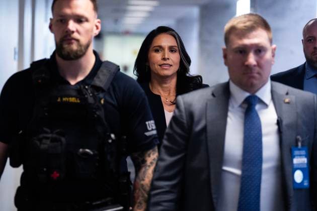Tulsi Gabbard 12 18 UNITED STATES - DECEMBER 18: Former Rep. Tulsi Gabbard, President-elect Trump™s nominee to be Director of National Intelligence, arrives for a meeting with Sen. John Cornyn, R-Texas, in Hart building on Wednesday, December 18, 2024. (Tom Williams CQ Roll Call) Washington DC United States EDITORIAL USE ONLY Copyright: x2024xCQ-RollxCall,xInc.x TomxWilliamsx rollcallpix162440