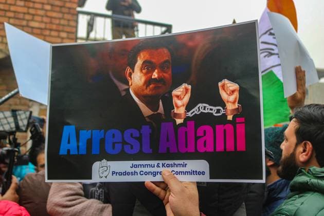 Congress Party Protests Over Amit Shah s Remarks On Ambedkar In Srinagar Members of the youth wing of the Indian National Congress party shout slogans and hold placards during a protest in Srinagar, Jammu and Kashmir, on December 18, 2024. Members of the Youth Congress protest against Union Home Minister Amit Shah s remarks on B.R. Ambedkar during his speech in the Rajya Sabha. They also demand that the government break its silence on the unrest in Manipur, highlighting its failure to maintain peace, and call for action against Indian billionaire Gautam Adani and his associates SRINAGAR India  Copyright: xFirdousxNazirx originalFilename: nazir-notitle241218_npzvN.jpg