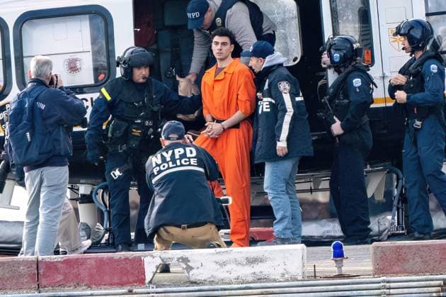 December 19, 2024, Brooklyn, New York, United States of America: Luigi Mangione, the suspect in the murder of UnitedHealthcare CEO Brian Thompson, is seen here at the South Street Heliport after arriving on a New York Police Department helicopter in Manhattan, New York City, on Thursday, Dec. 19, 2024. Brooklyn United States of America - ZUMAm67_ 20241219_zaf_m67_016 Copyright: xTheodorexParisiennex