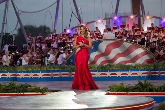 A Capitol Fourth Concert Celebrates its 35th Anniversary in Washington D.C. (July 3, 2015) Nicole Scherzinger sings the National Anthem to open the A Capitol Fourth concert in Washington D.C. at a dress rehearsal on July 3, 2015. The Concert on the West Lawn of the U.S. Capitol was scheduled to air live on PBS the next evening. This celebration which honors our nation s birthday celebrated 35 years on air with an all-star salute. Grammy-nominated singer songwriter Nicole Scherzinger was a member of one of the biggest-selling female bands of all time, the Pussycat Dolls, and is an accomplished solo artist, having sold over 16 million albums worldwide. (Photo by Jeff Malet) Washington DC United States of America EDITORIAL USE ONLY Copyright: xx JeffxMaletx jmpphotos021583