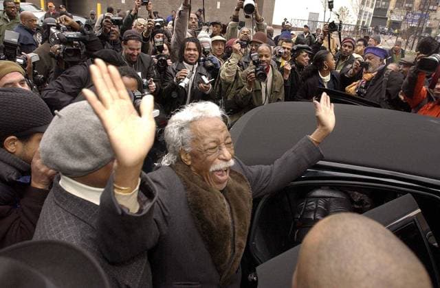 Filmmaker and former Life magazine photographer Gordon Parks, center, greets a crowd of photographers in New York City, November 30, 2002, on hand to honor him on his 90th birthday. Parks died Tuesday, March 7, 2006. He was 93. (Ron Tarver Philadelphia Inquirer KRT) NEW YORK NY USA EDITORIAL USE ONLY Copyright: xx 1027829 RonxTarverx krtphotoslive206327